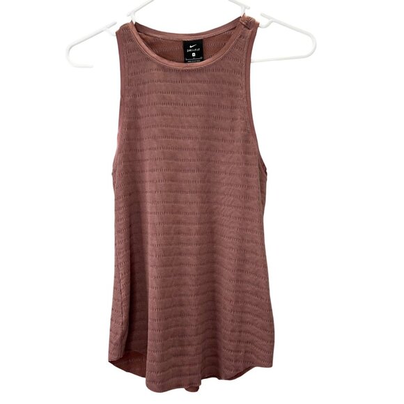 Nike Yoga Tank Top size S Textured Elastic Edge Mauve Pink Women Racerback - Picture 1 of 6